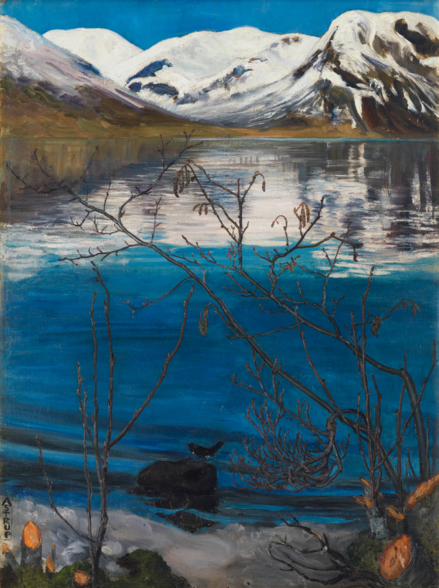Nikolai Astrup. March Atmosphere at Jølstravatnet, Before 1908. Oil on canvas, 75 x 57 cm. Private collection, Oslo. Photograph © Anders Bergersen.