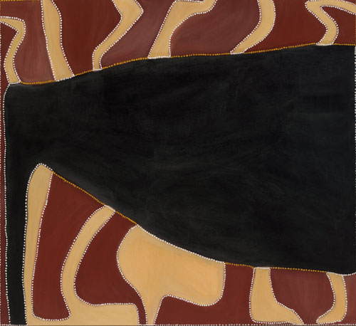 Rover Thomas. Cyclone Tracy, 1991. Natural earth pigments and binder on canvas, 168 x 180 cm. National Gallery of Australia, Canberra, purchased 1991. © the artist's estate courtesy Warmun Art Centre