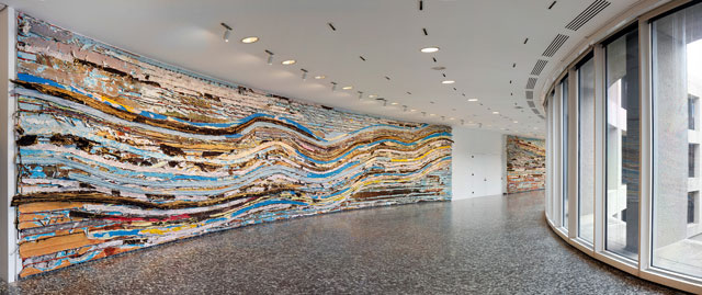 Installation view of Mark Bradford: Pickett’s Charge at the Hirshhorn Museum and Sculpture Garden, 2017. Courtesy of the artist and Hauser & Wirth. Photograph: Cathy Carver.