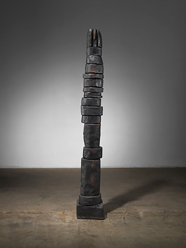 Louise Bourgeois. Untitled, 1953. Bronze. 59 1/4 × 8 1/2 × 8 1/2 in (150.5 × 21.6 × 21.6 cm). Collection The Easton Foundation. © 2017 The Easton Foundation/Licensed by VAGA, NY.