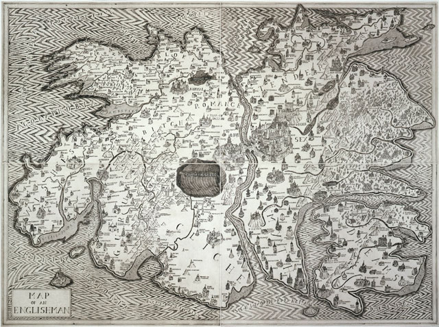 Grayson Perry. Map of an Englishman, 2004. Etching from four plates, 112 x 150 cm (44 1/8 x 59 1/8 in). Published by Paragon. Courtesy the artist, Paragon | Contemporary