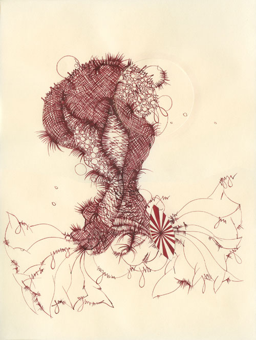 Nina Lola Bachhuber. Untitled, 2014. Ink on paper, 24 x 32 cm.