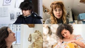 Clockwise from top left: Molly Wickett, Kasia Oleskiewicz, Taraneh Dana, and Eilidh Appletree. Photos of Molly, Kasia and Eilidh copyright and courtesy of the artists. Photo of Taraneh by Tom Morley, courtesy of New Art Exchange.