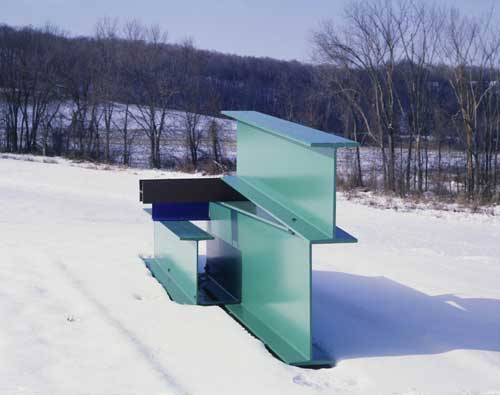 Anthony Caro (b. 1924), Sculpture Seven 1961. Steel, painted green, blue and brown 178 x 537 x 105.5 cm. Private Collection. Copyright: The artist, Barford Sculptures Ltd