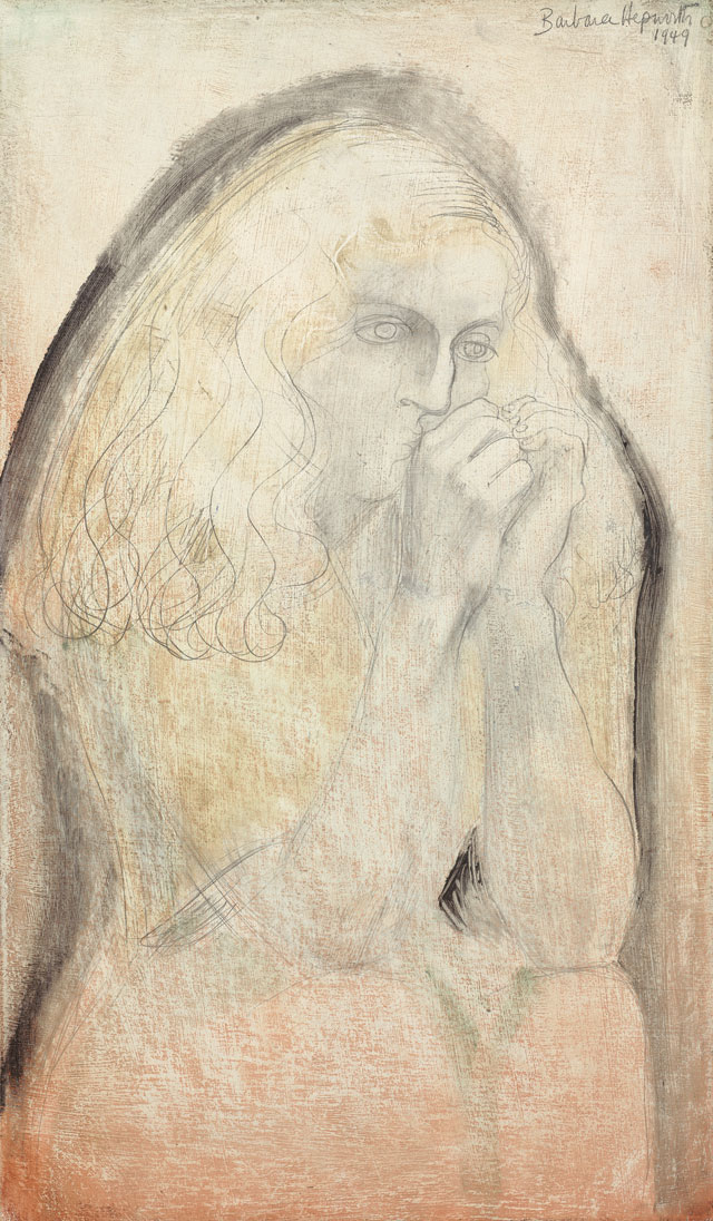 Dame Barbara Hepworth. Study for Lisa (Hands to Face), 1949. Pencil and oil on board. Jerwood Collection. © Bowness