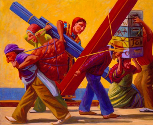 Susan Contreras. <em>Los Trabajadores (The Workers)</em> 2005. Oil on linen, 50 x 80 in.