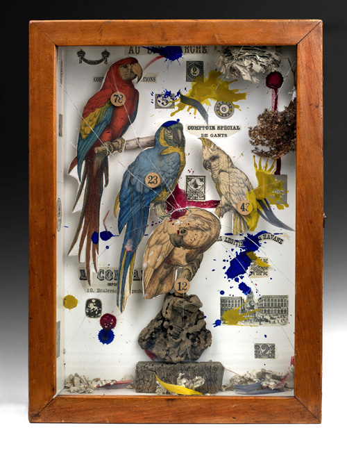 Joseph Cornell. Habitat Group for a Shooting Gallery, 1943. Mixed media, 39.4 x 28.3 x 10.8 cm. Purchased with funds from the Coffin Fine Arts Trust; Nathan Emory Coffin Collection of the Des Moines Art Center. Photo Collection of the Des Moines Art Center.
© The Joseph and Robert Cornell Memorial Foundation/VAGA, NY/DACS, London 2015.