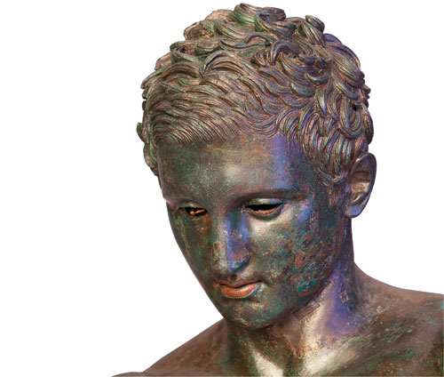Detail of head of Apoxyomenos. Bronze, Hellenistic or Roman replica after a bronze original from the second quarter or the end of the 4th century BC. © Tourism Board of Mali Losinj.