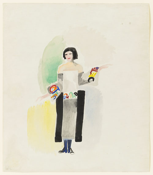 Sonia Delaunay. <em>Robe poéme no 1328</em>,  1923. Watercolour, gouache, and pencil on paper. Museum of Modern Art, New York.  © L & M Services B.V. The Hague 20100623. Photo ©The Museum of Modern Art/Licensed by SCALA/Art Resource, NY.