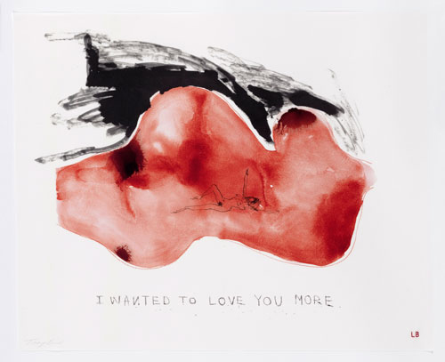 Louise Bourgeois and Tracey Emin. <em>I wanted to love you more,</em> 2009–2010. Archival dyes printed on cloth, 76.2 x 61  cm (30 x 24 in). Printed by Dye-namix, New York. © Louise Bourgeois Trust and Tracey Emin. Courtesy Carolina Nitsch Contemporary Art and Hauser & Wirth.