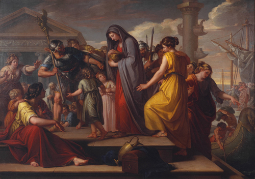 Gavin Hamilton. Agrippina Landing at Brindisium with the Ashes of Germanicus, 1765-72. Oil paint on canvas, 182.5 x 256 cm. Tate.
