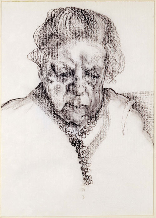 Lucian Freud. <em>The Painter's Mother,</em> 1983. Charcoal and pastel, 32.4 x 24.8 cm (12.76 x 9.76 in). © Lucian Freud, courtesy of the Lucian Freud Archive.