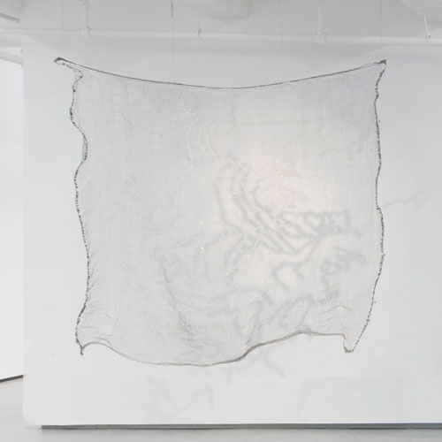 Vibha Galhotra. Map, 2014. Glass and bugle beads, cable, silver wire, 89 x 94 x 12 in.