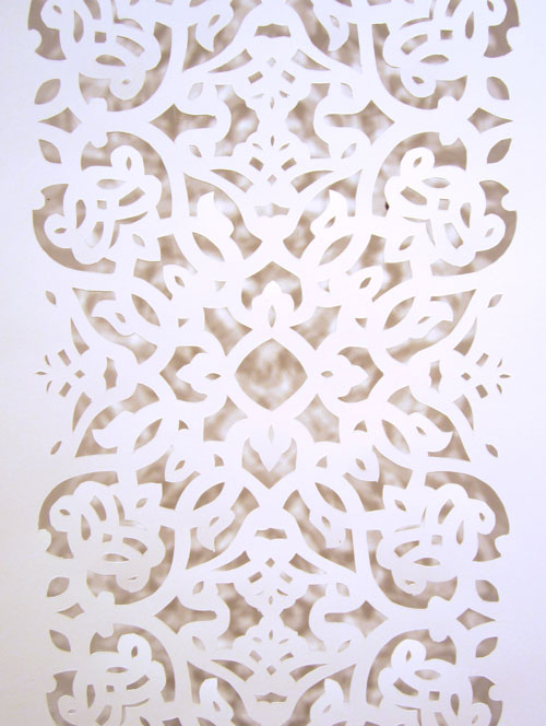Tamim Sahebzada. Islamic Design (detail), 2013. Hand-cut paper, 62 x 13 in.