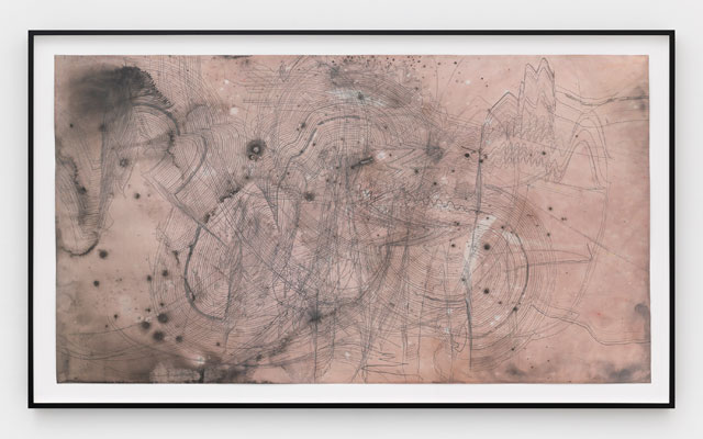 Jay Heikes. The Next Kurt Cobain, 2015. Pencil, dye and ink on paper, framed 50 1/4 x 85 3/4 in (127.6 x 217.8 cm). Courtesy of the artist and Marianne Boesky Gallery, New York and Aspen. © Jay Heikes. Photograph: Jason Wyche.