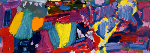 Alan Gouk. <em>Ébrillade of Pegasus, </em>1990–96. Oil on flax, 172 x 487 cm. First exhibited Flowers East, 1997. Illustrated in <em>Principle, Appearance, Style</em>; Mel Gooding, Poussin Gallery 2009.