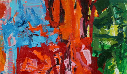 Anne Smart. <em>Baroquey, </em>2009. Various paints on mixed grounds, 150 x 256 cm. First exhibited Poussin Gallery, 2010. Illustrated in <em>Anne Smart: Twelve Paintings</em>; Poussin Gallery 2010.