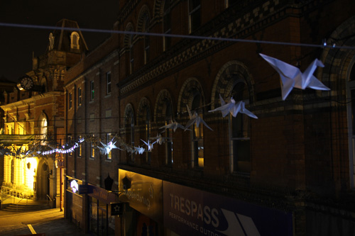 Kathy Hinde. Luminous Birds. Commission for Kidderminster Arts Festival, August 2015. Photograph: Kathy Hinde.