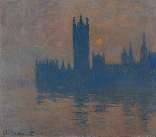 Claude Monet. Houses of Parliament, Sunset, 1904. Oil paint on canvas, 81 x 92 cm. Kaiser Wilhelm Museum.