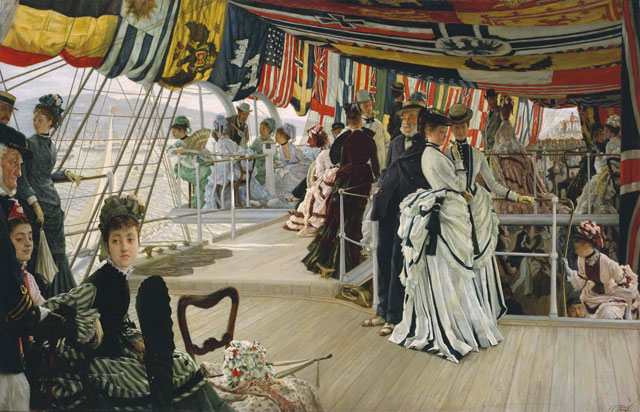 James Tissot. The Ball on Shipboard, c1874. Oil paint on canvas, 101.2 x 147.6 x 11.5 cm. Tate. Presented by the Trustees of the Chantrey Bequest 1937.
