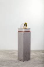 Bharti Kher. The Chimera (1), 2016. Wax, concrete, plaster, hessian fibre, brass, 124.5 x 29 x 29 cm. Courtesy the artist and Hauser & Wirth. Photograph: Jeetin Jagdish.