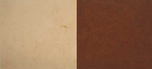 Karel Nel, Potent Fields, 2002. Red and white ochre from the Transkei, 
        South Africa. 122 x 242 cm