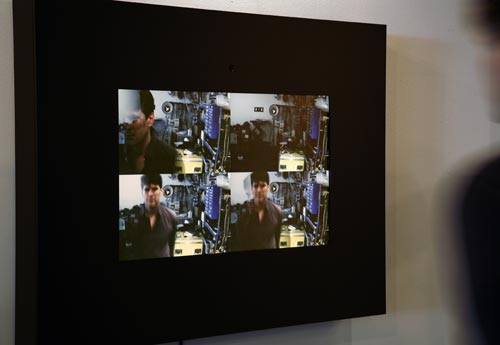 Rafael Lozano-Hemmer, <em>Alpha Blend, Shadow Box 7</em>, 2008. High Resolution interactive display with built-in computerized surveillance system. 104.5 x 80 x 12 cm, 41.17 x 31.52 x 4.73 inches. Courtesy of Haunch of Venison