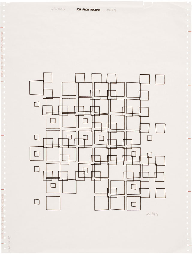 Vera Molnár. Untitled, 1972. Computer drawing, 46.5 x 36 cm (18¼ x 14¼ in). Courtesy The Mayor Gallery, London.