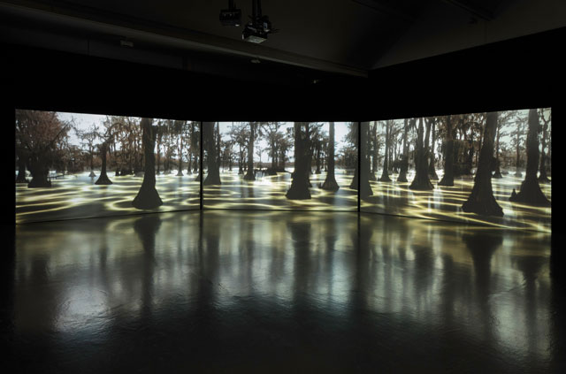 Kelly Richardson, Leviathan, 2011, 3 channel HD video, commissioned by Artpace San Antonio.