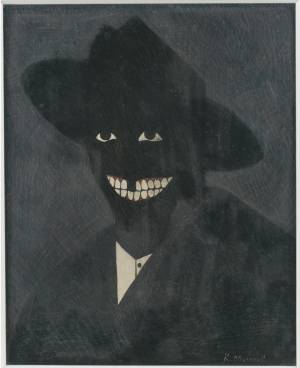 Kerry James Marshall. A Portrait of the Artist as a Shadow of His Former Self, 1980. Egg tempera on paper, 8 × 6 1/2 in (20.3 × 16.5 cm). Steven and Deborah Lebowitz.