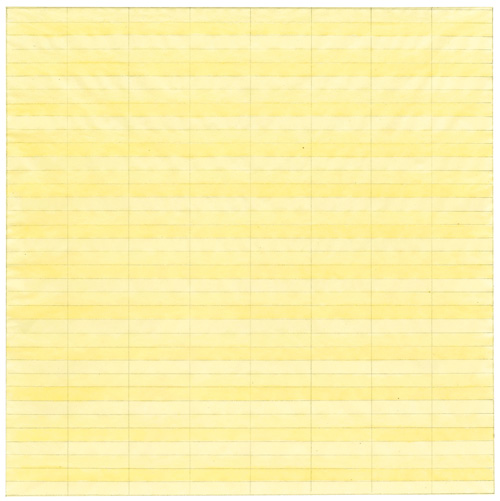 Agnes Martin, Untitled 1977. Watercolour and graphite on paper 9 x 9 in (22.9 x 22.9 cm). Private collection. Photograph courtesy of Pace Gallery. © 2015 Agnes Martin / Artists Rights Society (ARS), New York.