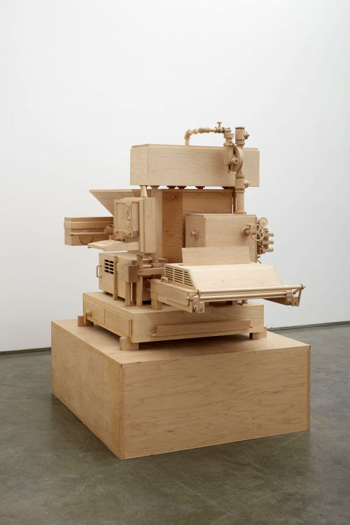 Roxy Paine. Machine of Indeterminacy, 2014 (view 2). Maple. 45 x 64 x 46 in (114.3 x 162.6 x 116.8 cm). Courtesy of the artist and Marianne Boesky Gallery, New York © Roxy Paine. Photograph: Jason Wyche.