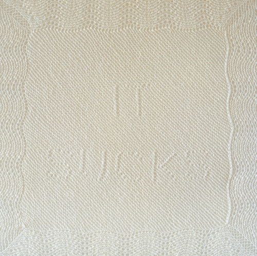 Freddie Robins, <em>It Sucks</em>, 2005. Wool (hand-knitted by Audrey Yates) 39 1/2 x 39 1/2  in. (100 x 100 cm) collection of the artist. Photo: Colin Guillement