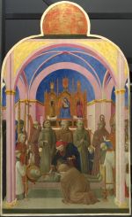 Sassetta. San Sepolcro Altarpiece. The Funeral of Saint Francis and Verification of the Stigmata, 1437-44. Egg tempera on poplar, 88.4 x 53.5 cm. © The National Gallery, London.