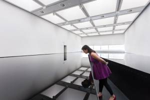 Richard Wilson, 20:50, 1987. Installation view at Space Shifters. © copyright the artist, courtesy Hayward Gallery 2018. Photo: Mark Blower.