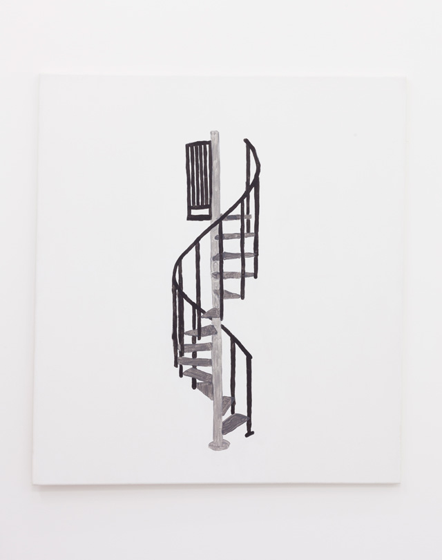 Richard Sides. Spiral staircase, 2016. Acrylic on canvas, 99.5 x 89.5 x 2 cm.