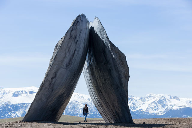 The Inverted Portal (2016) by Ensamble Studio (Antón García-Abril and Débora Mesa) at Tippet Rise. Image courtesy of Tippet Rise Art Center/Iwan Baan. Photograph: Iwan Baan.