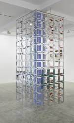 Carla Arocha & Stéphane Schraenen. Column, 2015. Acrylic, stainless steel and Plexiglas, 300 x 130 x 130 cm. Courtesy of the artists. Installation view photograph: Jack Hems.