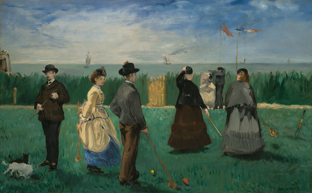 Édouard Manet. The Croquet Party, 1871. Oil on canvas, 18 x 28 ¾ in. Gift of Henry W. and Marion H. Bloch, 2015.