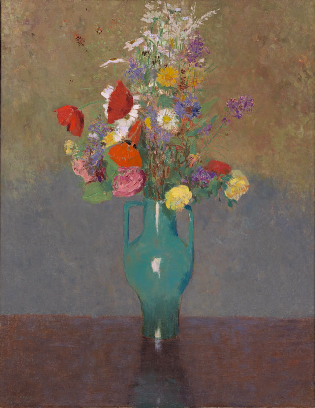 Odilon Redon. The Green Vase, c1900. Oil on canvas, 28 3/4 x 21 1/4 in. Gift of Henry W. and Marion H. Bloch, 2015.