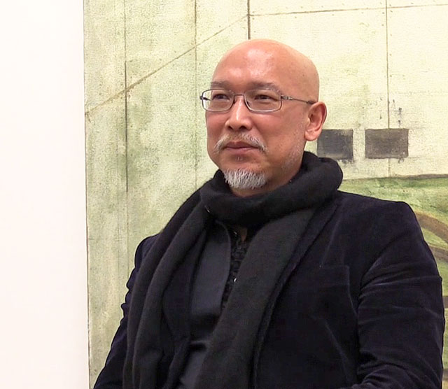 Zhang Enli talking to Studio International at Hauser & Wirth, London, January 2014. Photograph: Martin Kennedy.