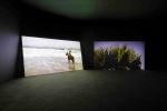 Karimah Ashadu, Cowboy, 2022. HD digital film, colour with sound, two channel, 10:40 mins. Installation view, Camden Art Centre, 2025. Courtesy the artist, Fondazione In Between Art Film, Sadie Coles HQ, London and Camden Art Centre. Photo: Andrea Rossetti.