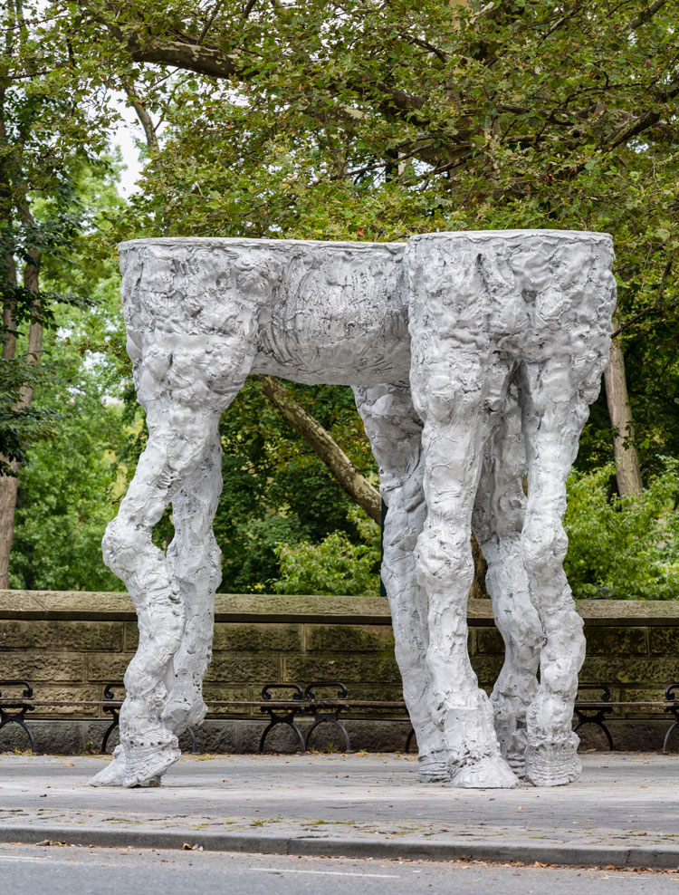 Jean-Marie Appriou, The Horses, 2019. Cast aluminum, courtesy of the artist and CLEARING, New York/Brussels; Galerie Eva Presenhuber, Zürich/New York. Presented by Public Art Fund, Doris C. Freedman Plaza, Central Park, Sep 11, 2019 - Aug 30, 2020. Photo: Nicholas Knight, Courtesy of Public Art Fund, NY.