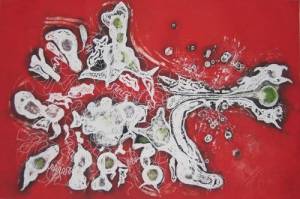 Susan Aldworth. <em>Apoptosis 3</em>, 2007, colour etching and aquatint, 35 x 50 cm 