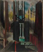 Joseph Stella. Factories, 1918. Oil on burlap, 142.2 x 116.8 cm. Acquired through the Lillie P. Bliss Bequest, 1943.