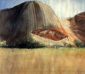 Michael Andrews. Laughter Uluru (Ayers Rock): the Cathedral I. 1985. Acrylic on canvas 96 x 108 inches.