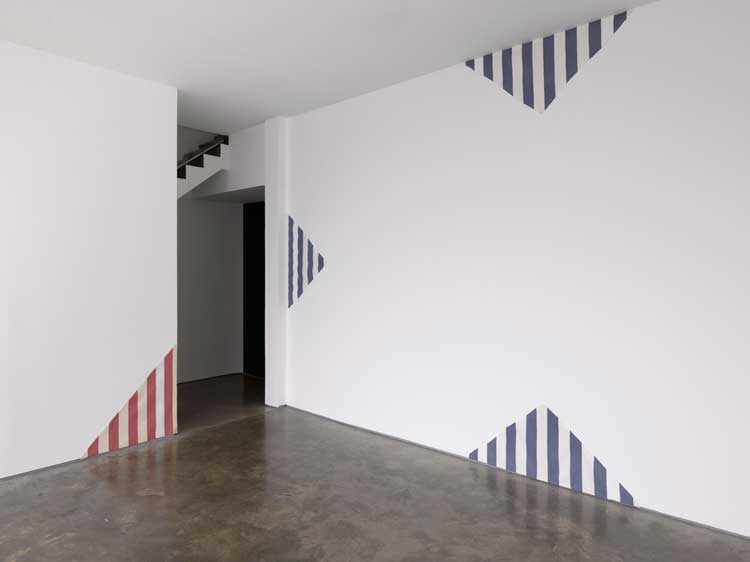 Daniel Buren, One Piece in Three Parts, 1968-1976. Painting on linen cloth, 183 x 142 cm (before cutting), 72 x 55 7/8 in (before cutting) . © Daniel Buren, Courtesy Lisson.