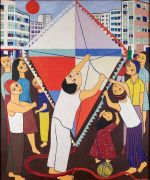 Djanira, Flying a Kite, 1950. Oil on canvas, 113 x 94 cm. Banco Itaú Collection. Photo: Humberto Pimentel/Itaú Cultural. © Instituto Pintora Djanira.