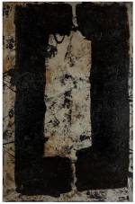 Eleanor Bartlett. Mater 13, 2020. Tar and metal paint on canvas, 200 x 160 cm. © the artist.