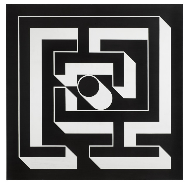 Imre Bak. Labyrinth, 1979. Acrylic on canvas, 150 x 150 cm (59 x 59 in). Photo courtesy Mayor Gallery.